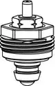 Thermostat-Oberteil mit Nockenkennzeichnung von IMI Hydronic Engineering, ausgeführt als Anschlussstück mit Gewinde und einem funktionalen Design.